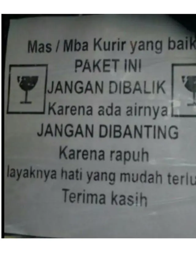 10 Tulisan Imbauan di Paket Ini Kocak Sekaligus Bikin Geleng Kepala