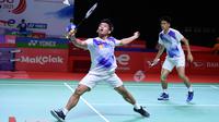 Ganda putra Indonesia Pramudya Kusumawardana/Yeremia Erich Yoche Yacob Rambitan lolos ke babak 16 besar Indonesia Masters 2021 di Bali International Convention Centre & The Westin Resort, Nusa Dua, Rabu, 17 November. (foto: Humas PBSI)