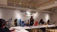 Post-It Handwriting Workshop bersama Deborah Dewi di kawasan Thamrin, Jakarta Pusat, 23 Oktober 2018. (Liputan6.com/Asnida Riani)