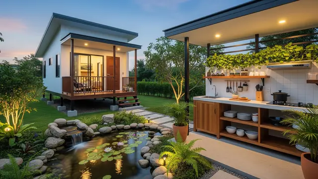 Rumah Kampung 1 Kamar dengan Dapur Terbuka (Gemini AI)