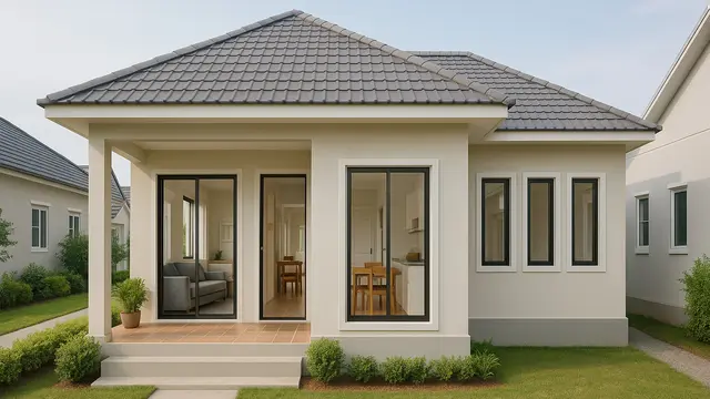 Model Rumah Sederhana 6x12 Dengan 3 Kamar dan Teras Depan/Ilustrasi oleh AI