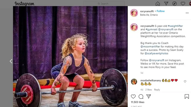 Rory van Ulft, bocah perempuan berusia 7 tahun yang mampu mengangkat beban seberat 70 kg