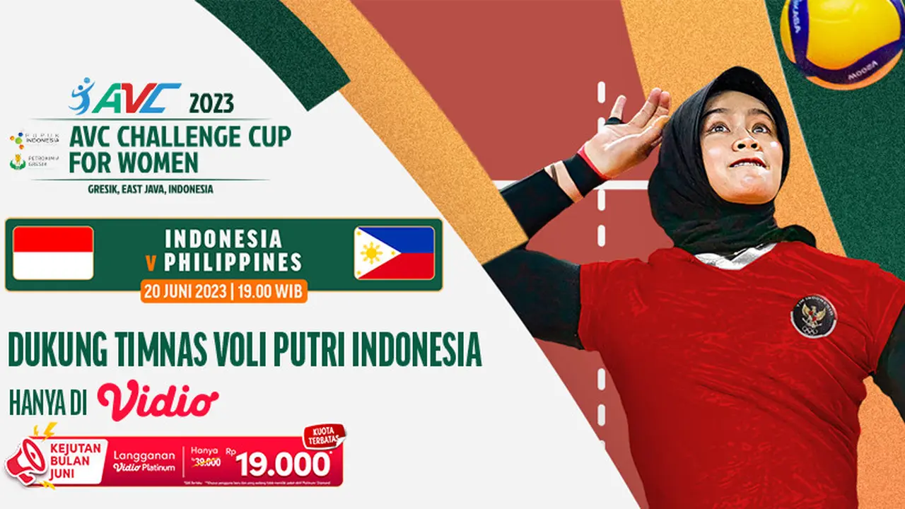 EKSLUSIF di Vidio, Live Streaming AVC Challenge Cup Women’s 2023 Selasa 20 Juni : Indonesia Vs Filiphina