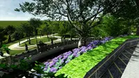 Maket Taman Tangga Cinta dan Taman Baca Ciganea yang akan dibangun di Jalan Arteri Purwakarta-Bandung. (Liputan6.com/Abramena)