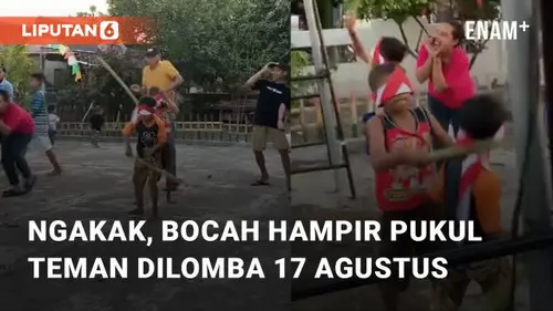 VIDEO: Ngakak, Tidak Sabar Dalam Ikuti Lomba 17 Agustus, Bocah Hampir Pukul Teman
