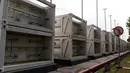 Gardu-gardu yang terpasang di Pembangkit Listrik Tenaga Gas (PLTG) Jakabaring, Palembang, Sumatera Selatan, Jumat (9/2). PLTG Jakabaring memakai compressed natural gas (CNG) atau gas tersimpan di yang disalurkan PPDE. (Liputan6.com/Agustina)