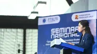 Menteri Komunikasi dan Digital Meutya Hafid dalam seminar bertajuk Optimasi Pemanfaatan AI dalam Pembangunan Infrastruktur Pekerjaan Umum di Institut Teknologi Bandung (ITB), Jawa Barat, Sabtu (21/12/2024). (Doc: Kemkomdigi)