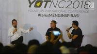 CEO KapanLagi Youniverse (KLY), Steve Christian (kiri) saat menjadi salah satu pengisi materi dalam Youth On Top National Conference  (YOTNC) 2018 di Balai Kartini, Jakarta, Sabtu (25/8). (Merdeka.com/Imam Buhori)