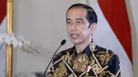 Presiden Joko Widodo (Jokowi) yakin semangat kolaborasi membuat transformasi sistem kesehatan akan bisa kita lakukan saat peringatan HUT Ikatan Dokter Indonesia secara virtual, Sabtu (24/10/2020). (Biro Pers Sekretariat Presiden/Kris)