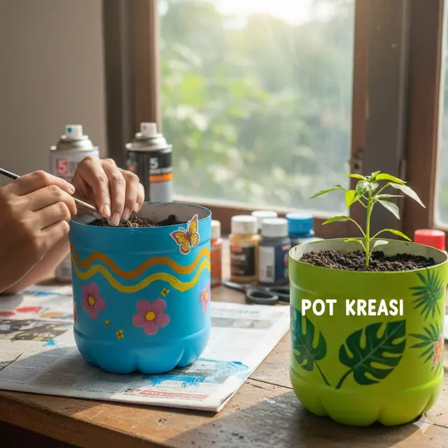 Tahap Dekorasi dan Finishing saat membuat pot (Gemini AI)