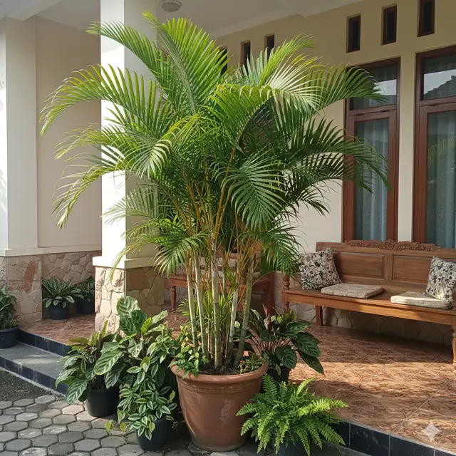 Tanaman Teras Rumah yang Tidak Perlu Sering Disiram (Foto: Gemini AI)