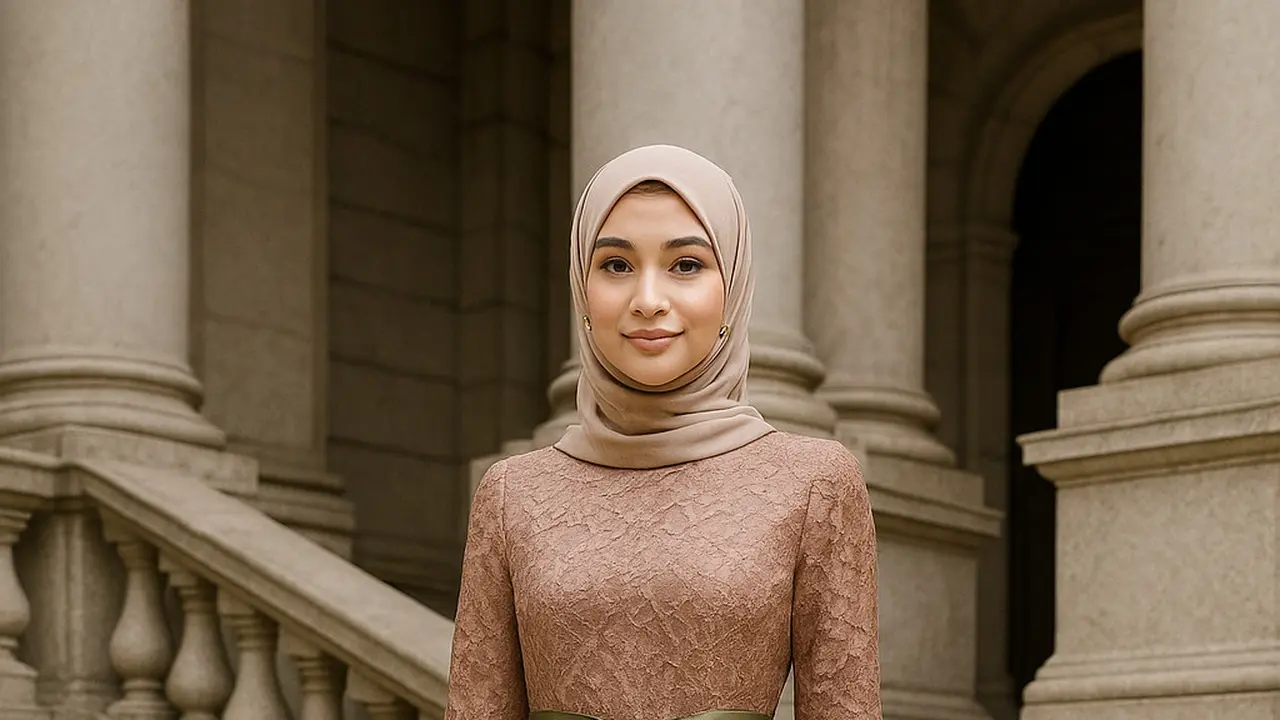 Model Gamis Brokat Tali Pinggang Depan yang Sedang Tren 2025