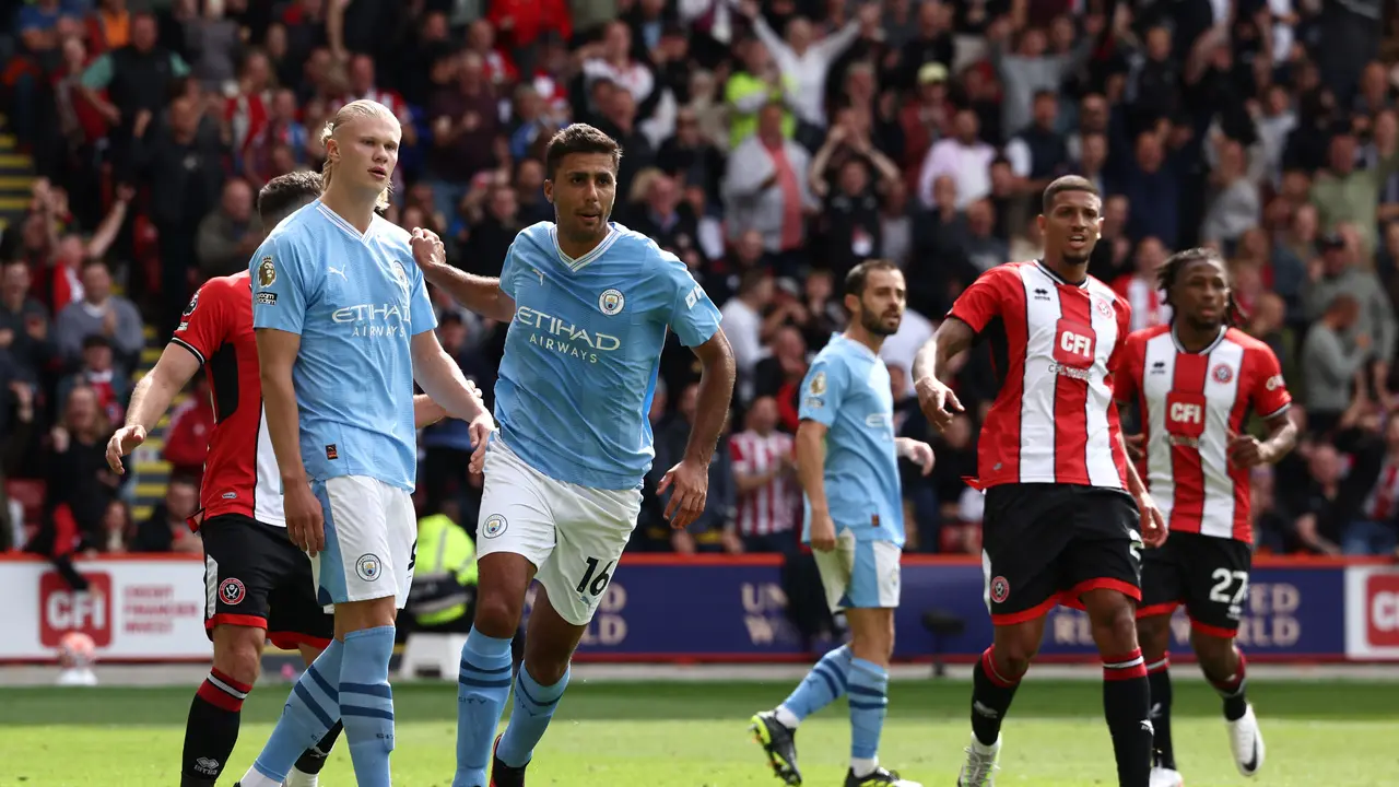 Rodri dan Erling Haaland - Sheffield United Vs Man City di Premier League 2023/2024