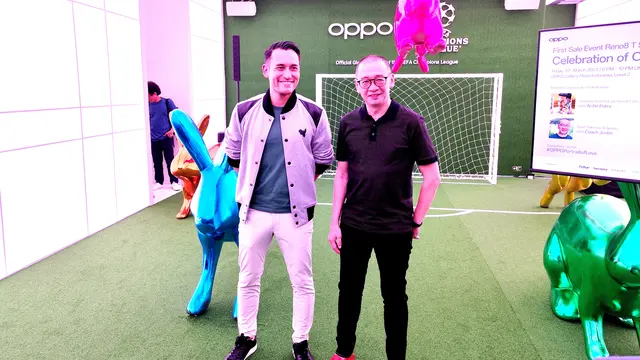 Justinus Lakhsana dalam acara kolaborasi Oppo dengan Liga Champions