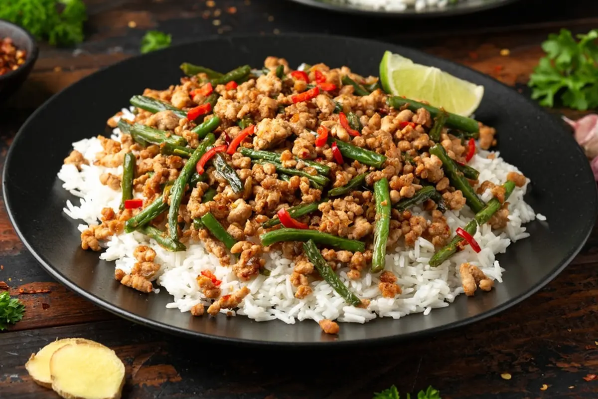 resep daging giling cincang tumis buncis kacang panjang