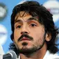 Italy&#039;s midfielder Gennaro Ivan Gattuso answers journalists during the press conference of the team at &quot;Casa Azzurri&quot; in Oberwaltersdorf near Vienna on June 20, 2008. AFP PHOTO / ALBERTO PIZZOLI 