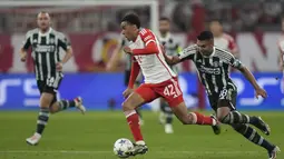 Empat gol Bayern dicetak oleh empat pemain berbeda, ada Leroy Sane (28'), Serge Gnabry (32'), Harry Kane (53'), dan Mathys Tel (90+2'). (AP Photo/Matthias Schrader)