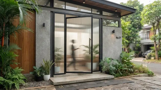 Pintu Depan Rumah dengan Kaca