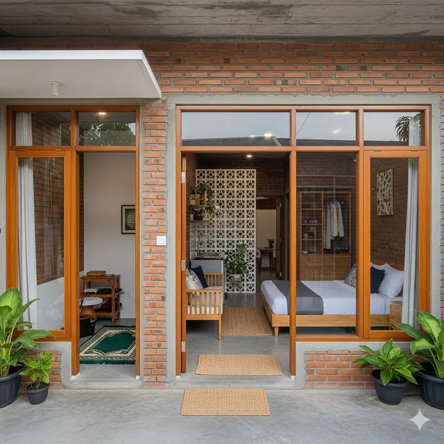Rumah Bata Ekspos Satu Kamar
