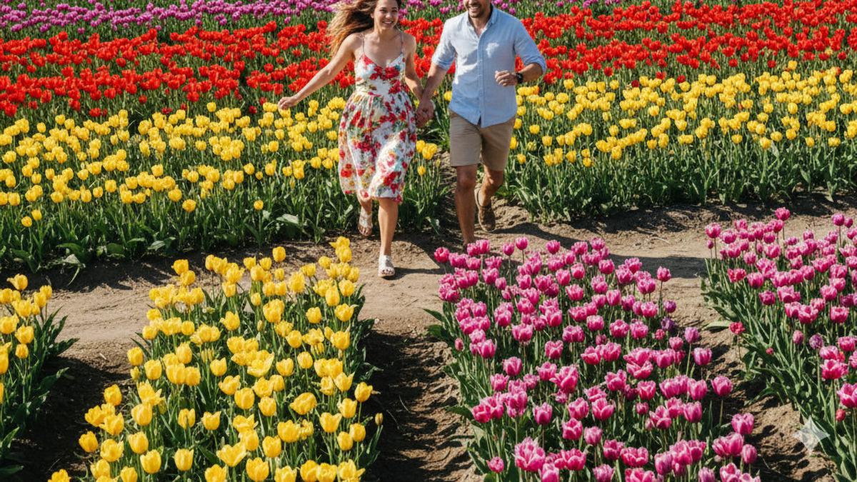 7 Prompt Gemini AI Viral Edit Foto Romantis dengan Background Bunga Tulip, Tampilan yang Menawan dan Estetik