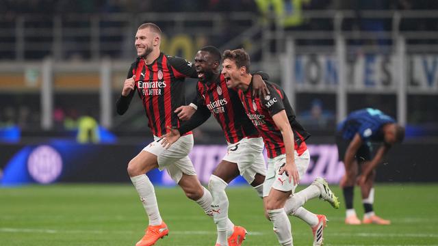 Selebrasi pemain AC Milan saat melawan Inter Milan