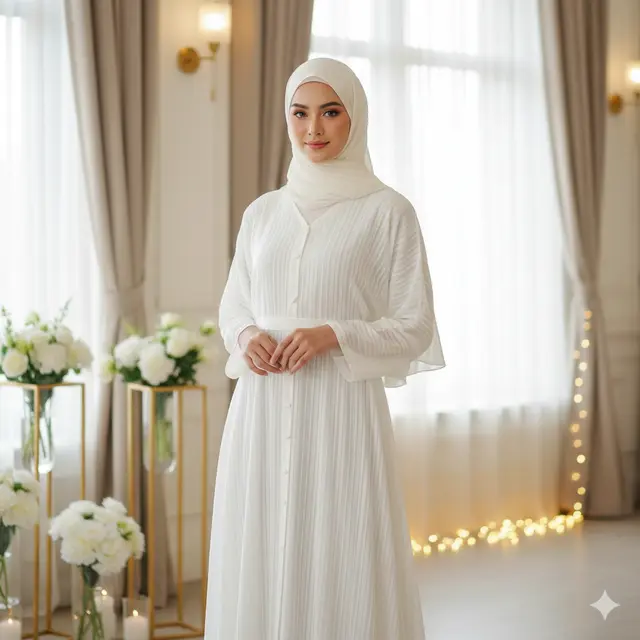 Model Gamis Abaya Putih yang Elegan