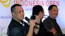 Kabid Binpres PP PBSI, Rexy Mainaky (kiri) memaparkan kesiapan atletnya saat jumpa pers BCA Indonesia Open Superseries Premier 2016 di Jakarta, Rabu (11/5/2016). BCA Indonesia Open 2016 berlangsung 30 Mei-5 Juni. (Liputan6.com/Helmi Fithriansyah)