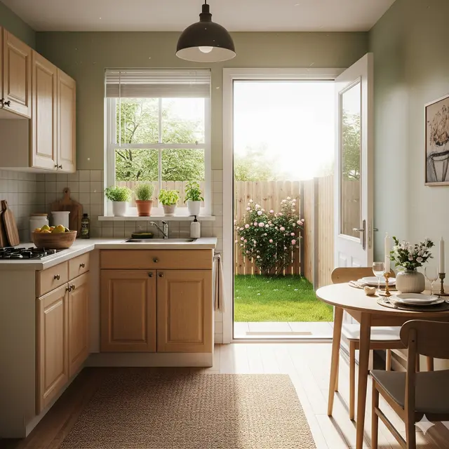 Inspirasi Desain Dapur Sekaligus Ruang Makan di Rumah Kecil. Gemini