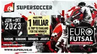 SuperSoccer Euro Futsal Championship 2023 akan berlangsung di Bandung, Semarang, Surabaya, dan Jakarta. Turnamen futsal berskala nasional ini memperebutkan total hadiah Rp 1 miliar dan trip ke Thailand. (foto: istimewa)