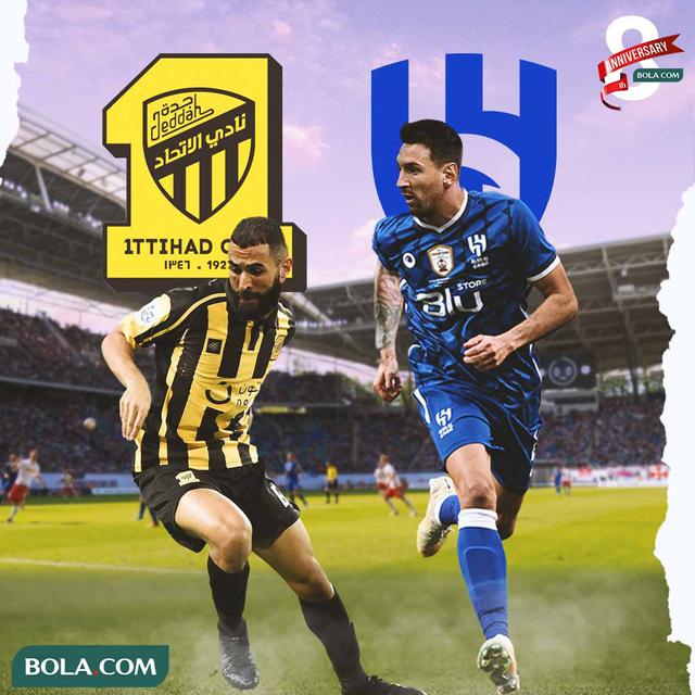 Ilustrasi - Karim Benzema Al-Ittihad dan Lionel Messi Al Hilal