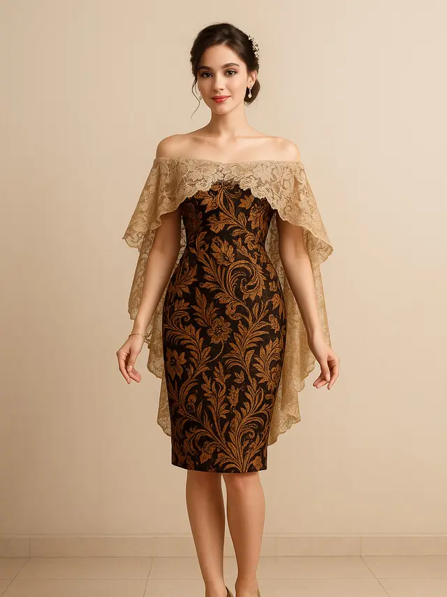Model Dress Batik Brokat Off Shoulder