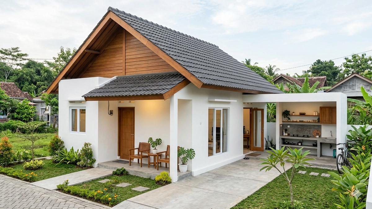 6 Inspirasi Contoh Rumah Kampung Kekinian 6x6 2 Kamar dengan Dapur Terbuka: Fungsional dan Estetik