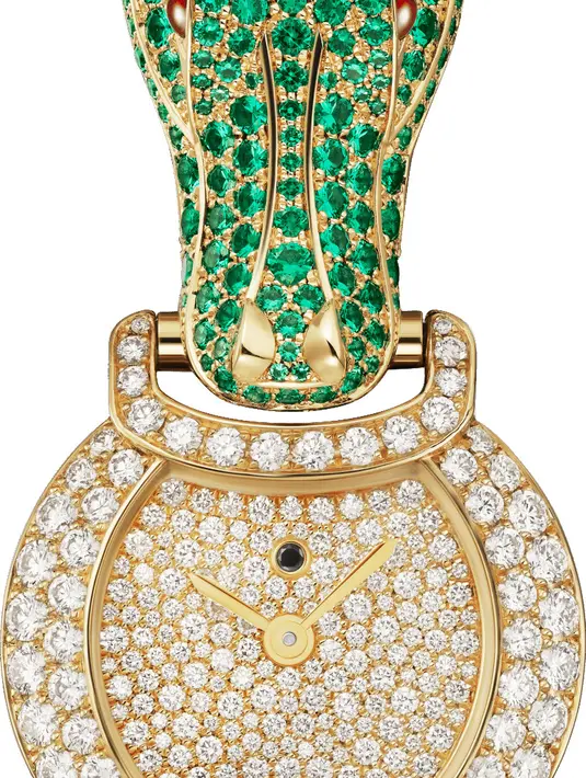 Indomptables De Cartier hadir dalam 3 pilihan kepala; buaya & macan kumbang, zebra & macan kumbang, dan macan & macan kumbang, dengan perbedaan potongan berlian, serta batu mulia yang digunakan. Foto: Document/Cartier.