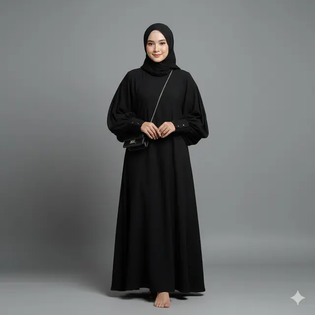 7 Model Gamis Abaya Hitam Polos, Inspirasi Tampilan Elegan dan Minimalis