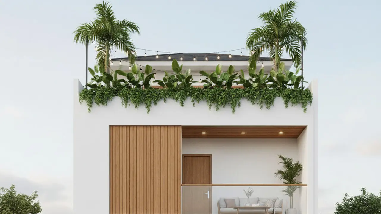 Desain Rumah 6x12 dengan Rooftop. Gemini