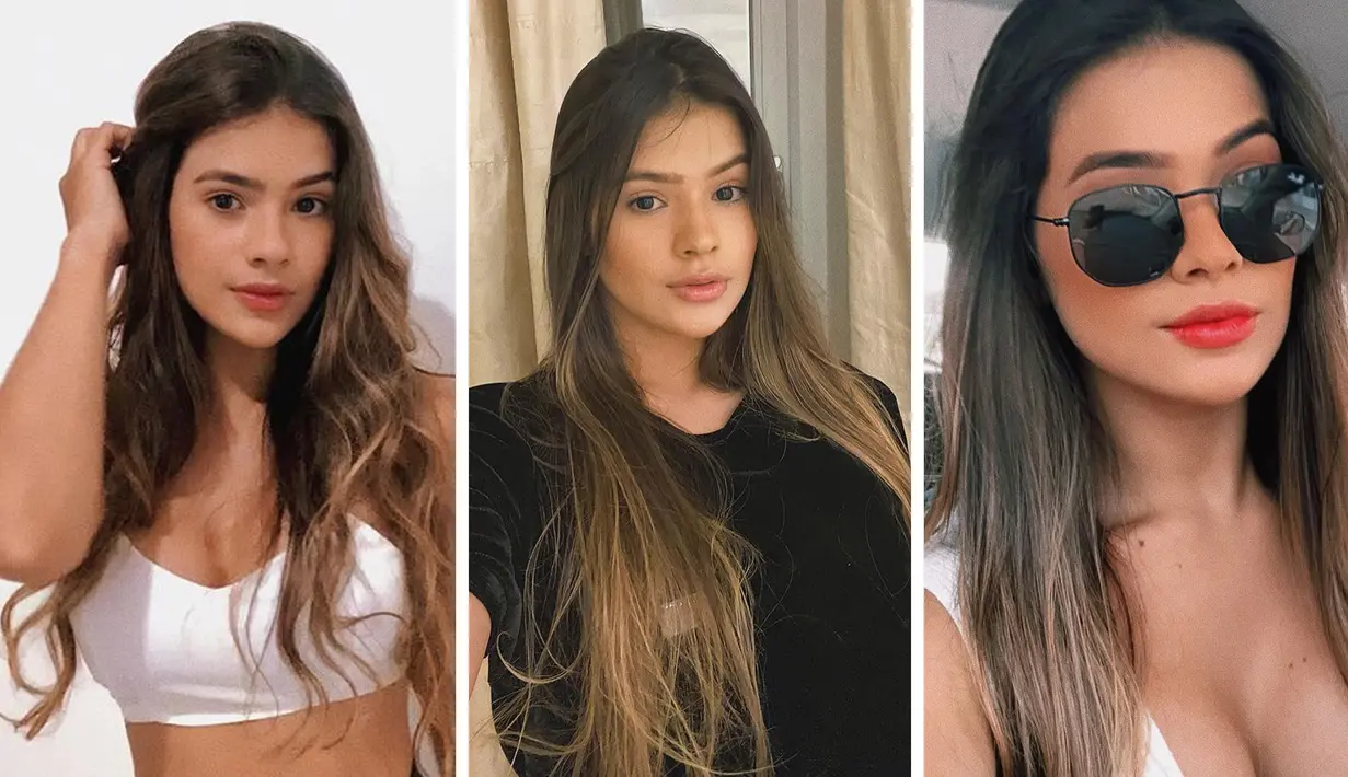 Foto kolase Raiane Lima kekasih dari penyerang Gabriel Jesus. Raiane Lima yang kini berusia 21 tahun merupakan influencer dan selebgram cantik dan seksi asal Brasil. (Instagram/raianelima8)