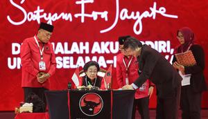 Ketum PDIP Megawati Soekarnoputri resmikan Kantor 'Megawati Institute' (Foto: Lizsa Egeham/liputan6.com)