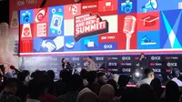 Calon Presiden Anies Baswedan dalam acara Indonesia Milenial and Gen Z Summit 2023, di kawasan Spark, Jakarta Pusat, Jumat (24/11/2023). (Liputan6.com/Winda Nelfira).