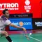 Tunggal putra Indonesia, Jonatan Christie, saat melawan Panitchaphon Teeraratsakul dari Thailand pada pertandingan semifinal turnamen badminton Indonesia Open 2026 di Istora Gelora Bung Karno, Senayan, Jakarta, Sabtu (6/6/2026). (AP Photo/Achmad Ibrahim)