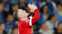 Ekspresi Wayne Rooney setelah mencetak gol kedua ke gawang Club Brugge. Kamis (27/8/2015) dini hari WIB. (Action Images via Reuters/Carl Recine)) 