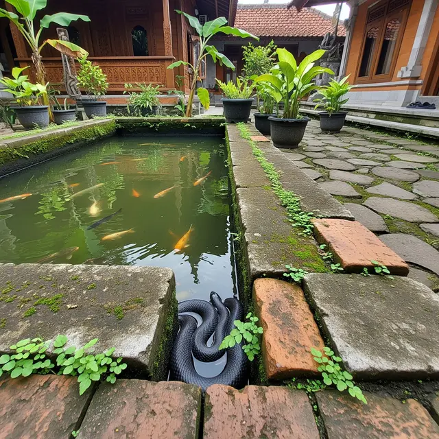 Ular di kolam ikan