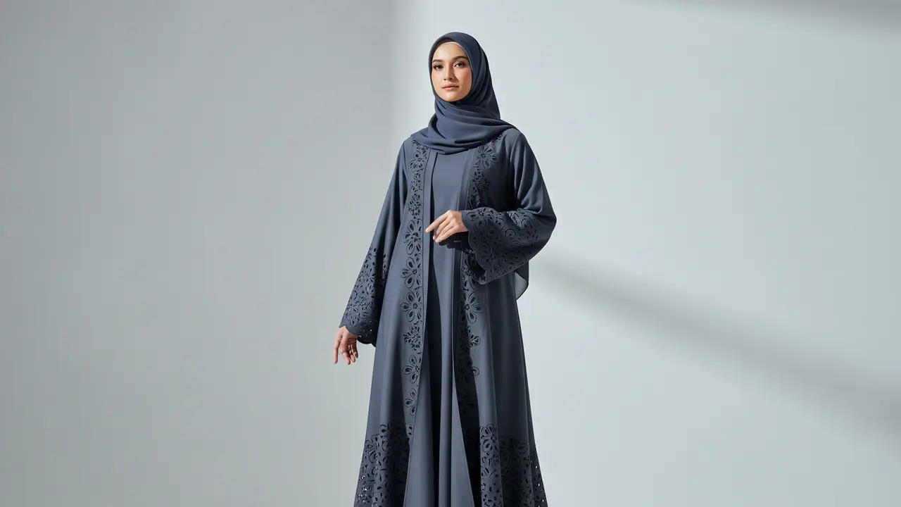 Abaya Cutout Laser dari Bahan Premium