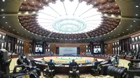 Suasana pembukaan KTT G20 di Hangzhou, Tiongkok (4/9). KTT  G20 digelar di Hangzhou International Expo Center (HIEC) dan direncanakan berlangsung dua hari yakni 4-5 September 2016. (Setpres/Bey Machmudin)