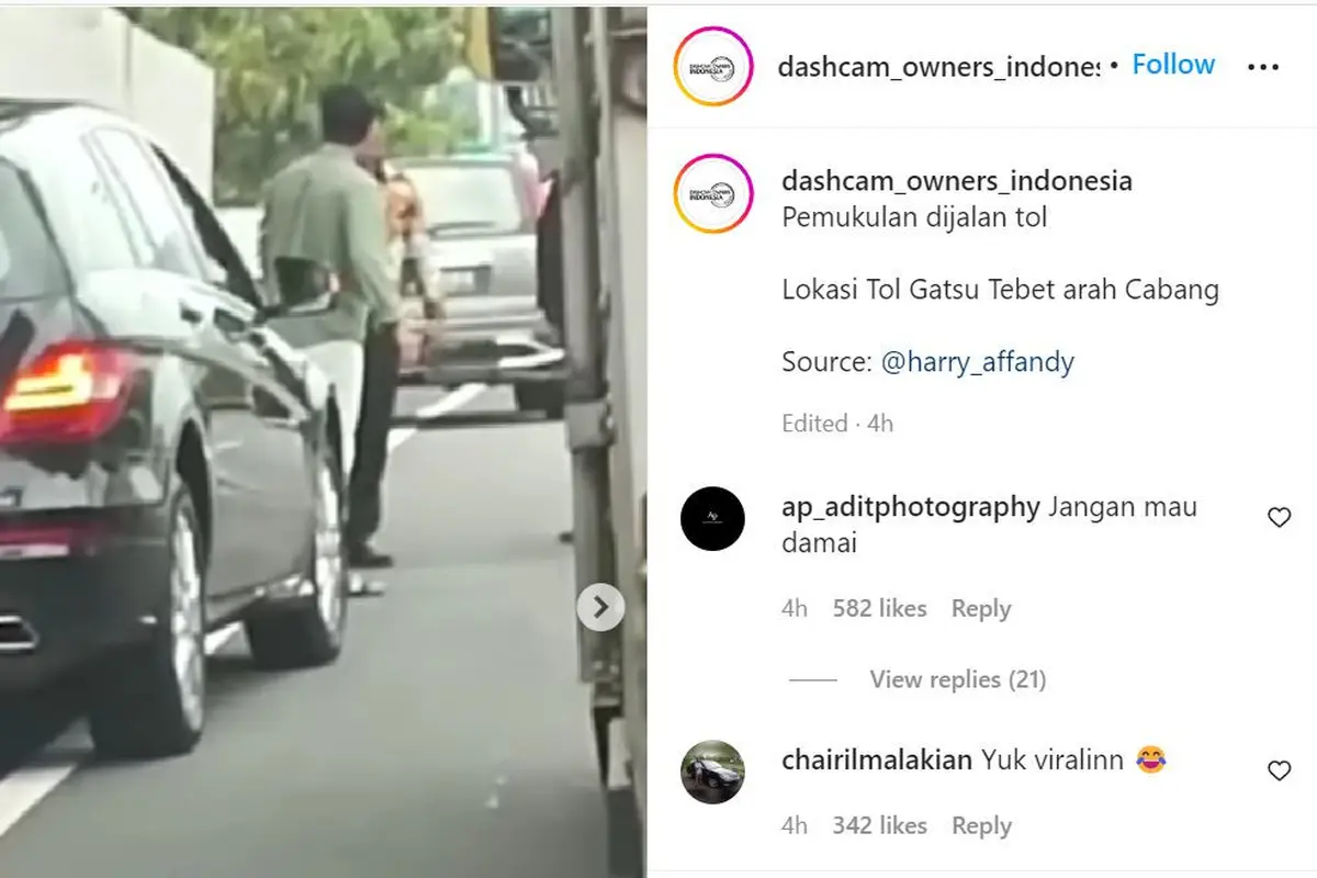 Pemukulan di Jalan Tol yang Dilakukan Pengemudi Pelat RFH (Ist)