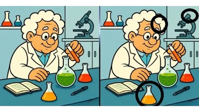 Temukan 3 Perbedaan Gambar Ilmuwan Bereksperimen Ini, Coba dalam 39 Detik