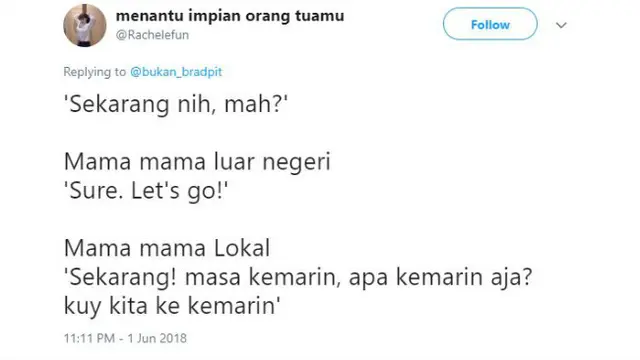 Perbandingan antara ibu luar negeri dan ibu lokal dalam menjawab pertanyaan.