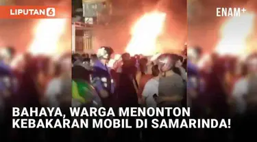 Ledakan besar terdengar di Samarinda. Tapi, warga justru menyaksikan mobil terbakar itu di tengah jalan