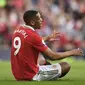 Anthony Martial dipastikan tidak bisa memperkuat Manchester United saat menghadapi Manchester City pada laga final Piala FA di Stadiun Wembley, London, Inggris, Sabtu (3/6/2023) pukul 21:00 WIB.&nbsp;(Oli SCARFF / AFP)