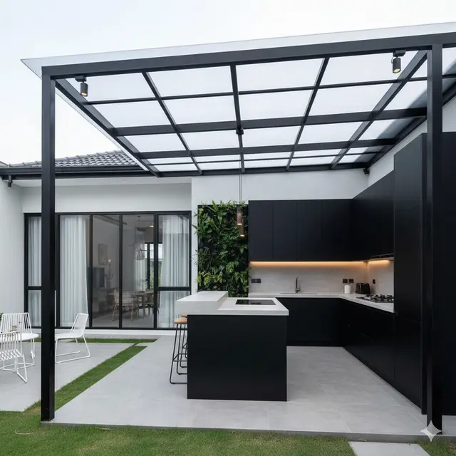 Model Dapur Outdoor Baja Ringan. Gemini