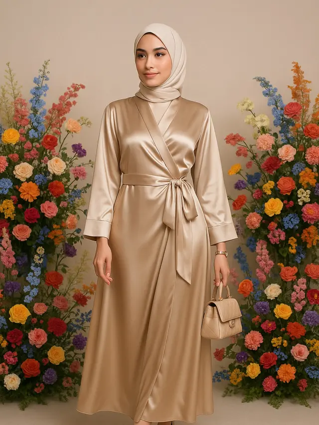 Model Gamis Satin yang Enggak Gampang Kusut